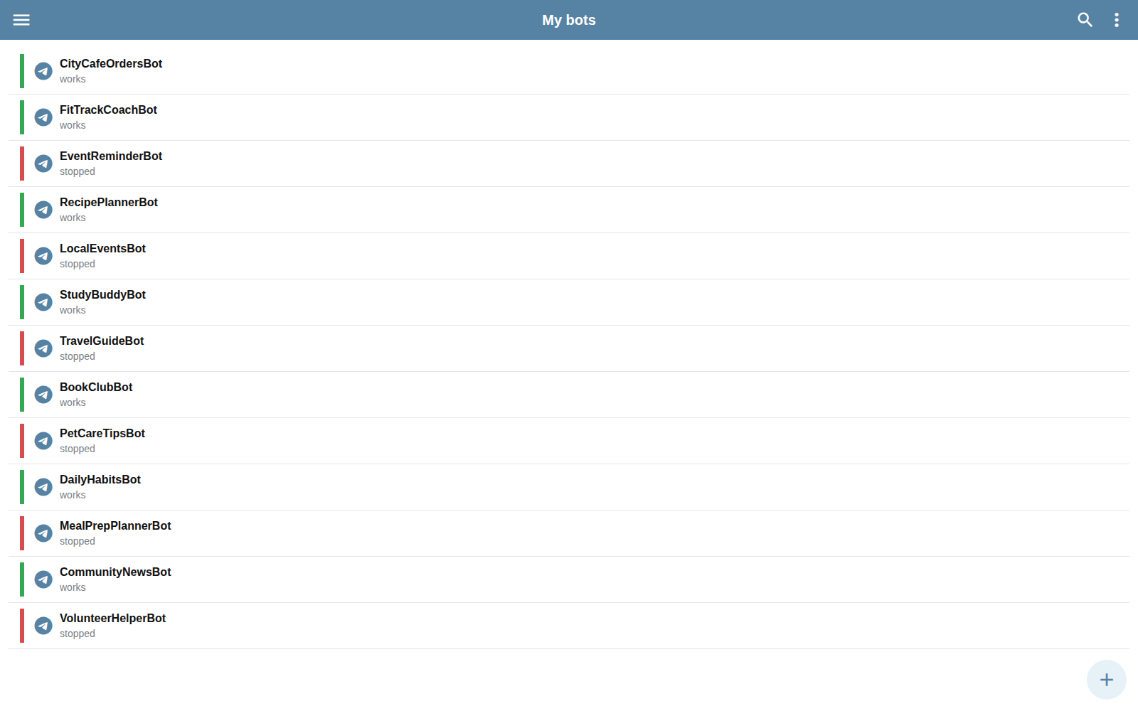 Fictional multi-bot portfolio in Bots.Business