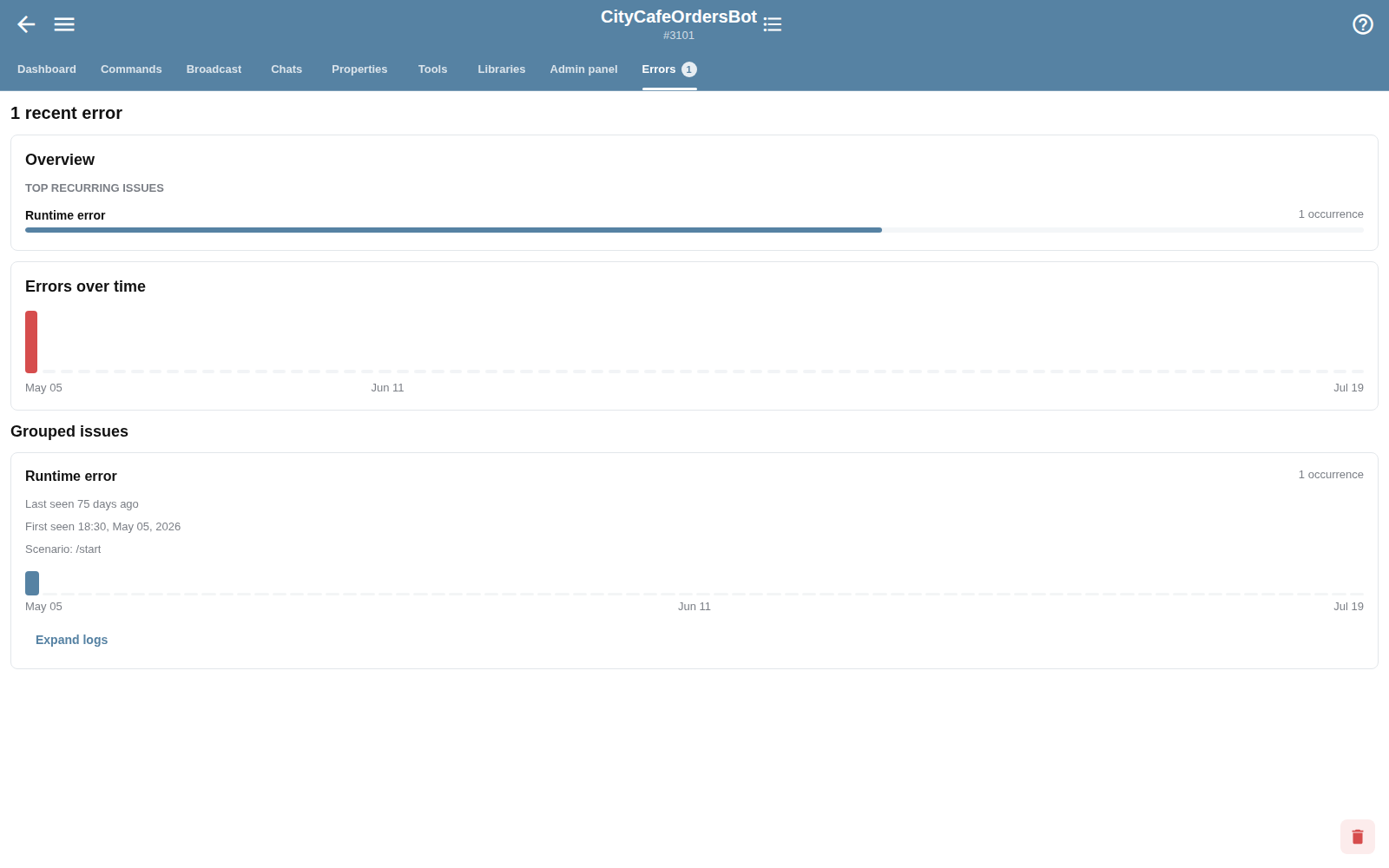 Generic bot error reporting overview